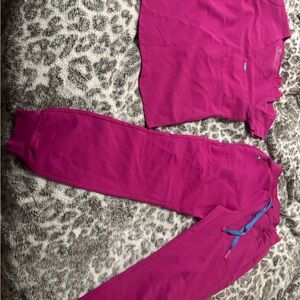 Figs Women's Bright Fuchsia Jogger Scrub Set “ Raspberry Sorbet”